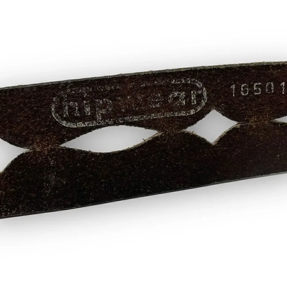 Hipwear Belt Laser Cut Brown Leather Women's Size Large Vintage